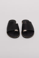 Σανδάλια δερμάτινα με ασύμμετρη φάσα Estil - Μαύρο