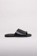 Σανδάλια δερμάτινα με ασύμμετρη φάσα Estil - Μαύρο