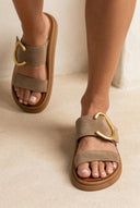 Suede Sandals - Taupe
