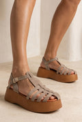 Sandalias fisherman de ante - Taupe