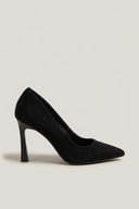 Square Toe Stiletto Pumps - Black Suede