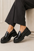 Chunky Sole Loafers Penny - Black Patent-Chunky Sole Loafers Penny - Black Patent