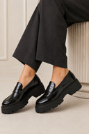 Chunky Sole Loafers Penny - Black Patent-Chunky Sole Loafers Penny - Black Patent