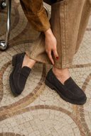 Chunky Sole Loafers Penny - Brown Suede-Chunky Sole Loafers Penny - Brown Suede