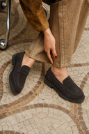 Chunky Sole Loafers Penny - Brown Suede