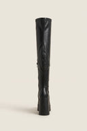 Over The Knee Boots Block Heel - Black Matte