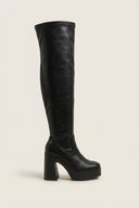 Over The Knee Boots Block Heel - Black Matte