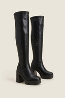 Over The Knee Boots Block Heel - Black Matte