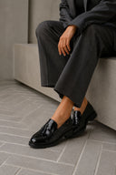 Loafers Fringe Detail - Black Patent-Loafers Fringe Detail - Black Patent