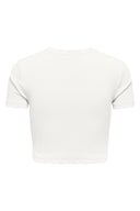 Ribbed Short Sleeve Crop Top - White-Ribbed Short Sleeve Crop Top - White