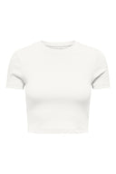 Ribbed Short Sleeve Crop Top - White-Ribbed Short Sleeve Crop Top - White