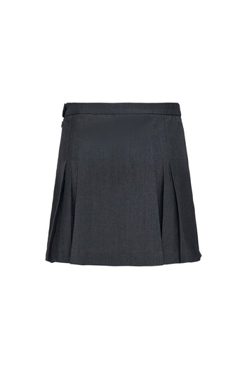 Pleated Mini Skirt Side Zip - Charcoal-Pleated Mini Skirt Side Zip - Charcoal