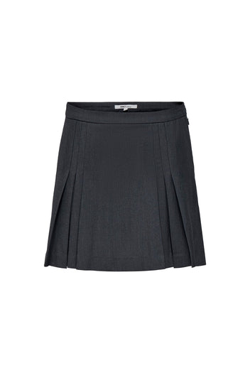 Pleated Mini Skirt Side Zip - Charcoal-Pleated Mini Skirt Side Zip - Charcoal