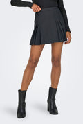 Pleated Mini Skirt Side Zip - Charcoal-Pleated Mini Skirt Side Zip - Charcoal