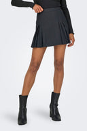 Pleated Mini Skirt Side Zip - Charcoal-Pleated Mini Skirt Side Zip - Charcoal