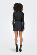 Pleated Mini Skirt Side Zip - Charcoal-Pleated Mini Skirt Side Zip - Charcoal