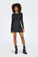 Pleated Mini Skirt Side Zip - Charcoal-Pleated Mini Skirt Side Zip - Charcoal