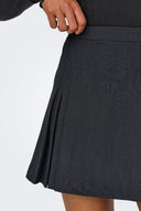 Pleated Mini Skirt Side Zip - Charcoal-Pleated Mini Skirt Side Zip - Charcoal