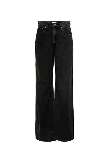 Wide Leg Jeans High Waist - Black-Wide Leg Jeans High Waist - Black