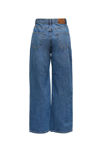 Wide Leg Jeans High Waist - Denim Blue-Wide Leg Jeans High Waist - Denim Blue