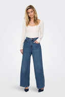 Wide Leg Jeans High Waist - Denim Blue-Wide Leg Jeans High Waist - Denim Blue