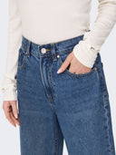 Wide Leg Jeans High Waist - Denim Blue-Wide Leg Jeans High Waist - Denim Blue