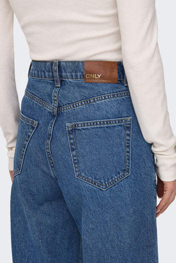 Wide Leg Jeans High Waist - Denim Blue-Wide Leg Jeans High Waist - Denim Blue