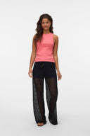 Sleeveless Rib Top - Coral-Sleeveless Rib Top - Coral