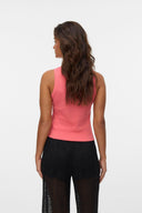 Sleeveless Rib Top - Coral-Sleeveless Rib Top - Coral