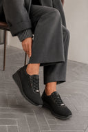 Wedge Sneakers Waterproof - Black Fabric-Wedge Sneakers Waterproof - Black Fabric