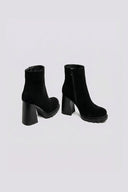 Ankle Boots Block Heel - Black Suede - thefashionproject.gr - Ideal shoes
