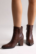Ankle Boots Block Heel - Brown Matte - thefashionproject.gr - Sixth Sens