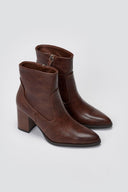 Ankle Boots Block Heel - Brown Matte - thefashionproject.gr - Sixth Sens