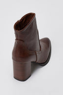 Ankle Boots Block Heel - Brown Matte - thefashionproject.gr - Sixth Sens