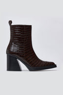 Ankle Boots Block Heel IRIS - Brown Croc - thefashionproject.gr - IRIS