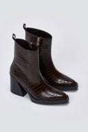 Ankle Boots Block Heel IRIS - Brown Croc - thefashionproject.gr - IRIS