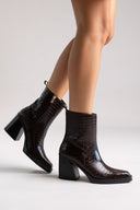 Ankle Boots Block Heel IRIS - Brown Croc - thefashionproject.gr - IRIS