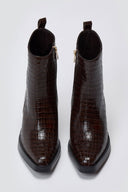 Ankle Boots Block Heel IRIS - Brown Croc - thefashionproject.gr - IRIS