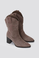 Ankle Boots Block Heel - Taupe Suede - thefashionproject.gr - Sixth Sens