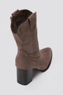 Ankle Boots Block Heel - Taupe Suede - thefashionproject.gr - Sixth Sens