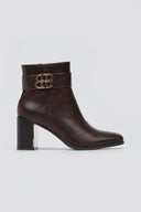 Ankle Boots High Block Heel - Dark Brown Matte - thefashionproject.gr - Ideal shoes