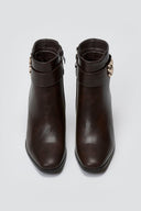 Ankle Boots High Block Heel - Dark Brown Matte - thefashionproject.gr - Ideal shoes