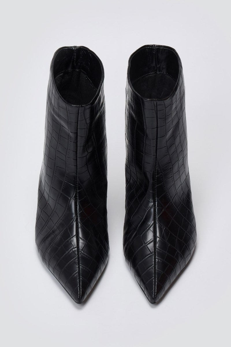 Ankle Boots Kitten Heel TFP - Black Croc - thefashionproject.gr - TFP