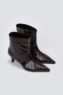 Ankle Boots Kitten Heel TFP - Brown Croc - thefashionproject.gr - TFP
