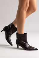 Ankle Boots Kitten Heel TFP - Brown Croc - thefashionproject.gr - TFP