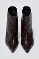 Ankle Boots Kitten Heel TFP - Brown Croc - thefashionproject.gr - TFP