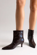 Ankle Boots Kitten Heel TFP - Brown Croc - thefashionproject.gr - TFP