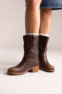 Ankle Boots Low Block Heel - Light Brown Matte - thefashionproject.gr - Stephan