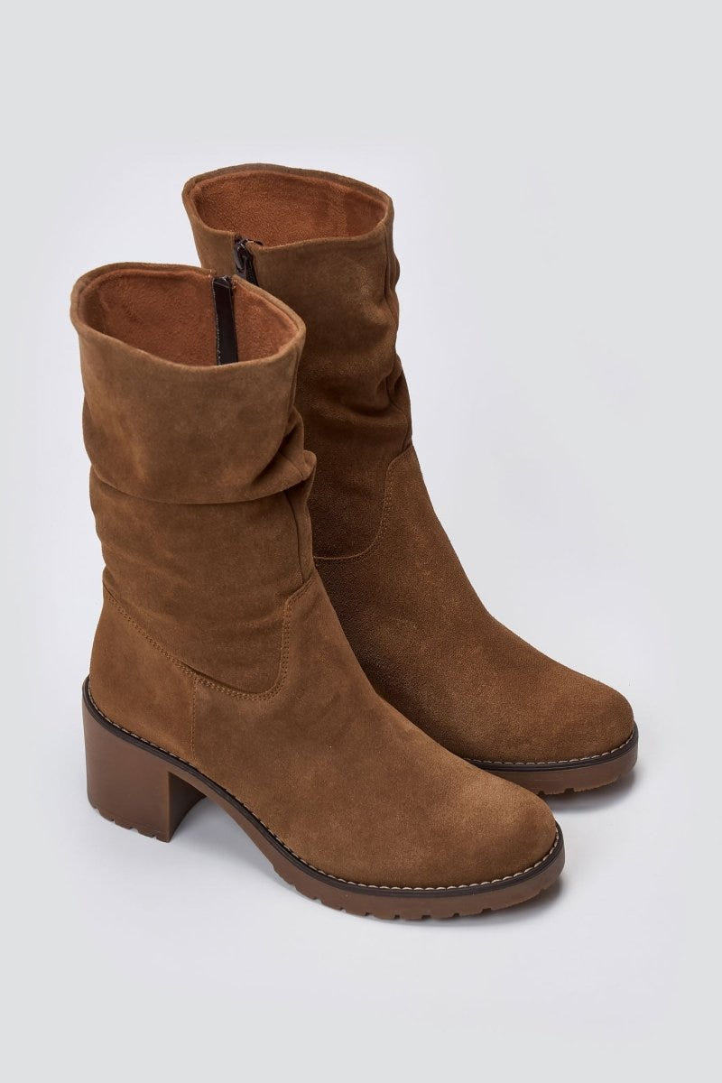 RAGAZZA - Slouch Ankle Boots - Taupe Suede
