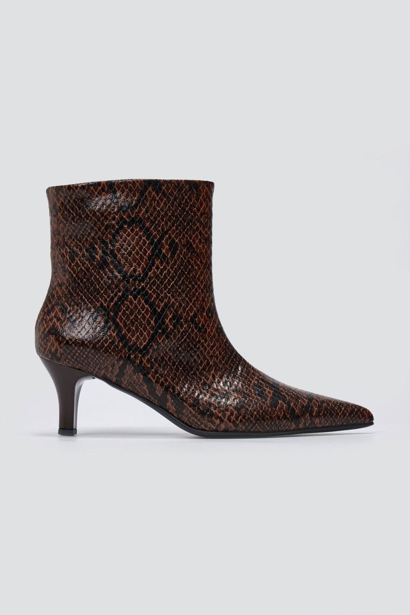 Ankle Boots Snake Print TFP - Brown Snake Print - thefashionproject.gr - TFP